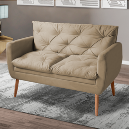 Namoradeira Emily Sofá 2 Lugares Sala Estar Recepção Suede Bege - 1 Namoradeira Emily Sofá 2 Lugares Sala Estar Recepção Suede Bege - 1