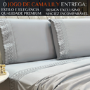 Ver imagem 2 de Conjunto Cama Casal Queen Size Lily 04 Pç Bordado 300 Fios:cinza