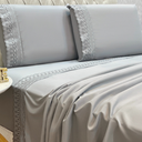 Ver imagem 1 de Conjunto Cama Casal Queen Size Lily 04 Pç Bordado 300 Fios:cinza