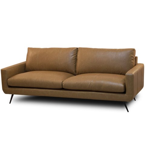 Sofá 4 Lugares para Sala de Estar Living Industrial 282cm Dijon L06 Couro Camel - Lyam Decor