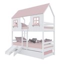 Ver imagem 2 de Treliche Casinha Encantada com Kit Escada/ Escorregador Madeira Maciça Branco/ Rosa Megamobilia