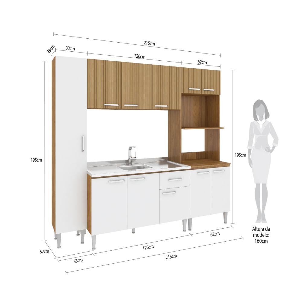 Cozinha Compacta Max VII com 11 Portas - Nogal/Branco/Canela - 4