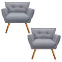 Ver imagem 1 de Kit 2 Poltrona Decorativa Anitta Linho Cinza A26 - D'Rossi