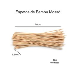 Espetos de Bambu Mossô 200un de 50cm X 5.5mm Nc Caieiras - 2