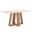 Ver imagem 2 de Mesa de Jantar Lins 160cm Canto Arredondado com Vidro Ambiente Nature Off White com 6 Cadeiras Bella