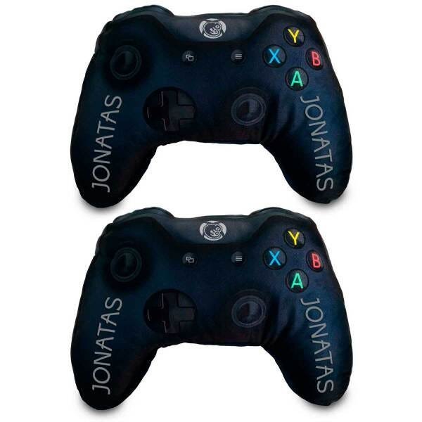 Kit 2 Almofadas Gamer Personalizadas com Nome Controle Video Game Xbox One Pretos - 1