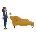 Ver imagem 4 de Recamier Decorativo Divã Olivia Couro Amarelo Pés Madeira Mz Decor