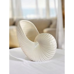 Vaso Decorativo Concha Nautilus Off White em Cerâmica - 1