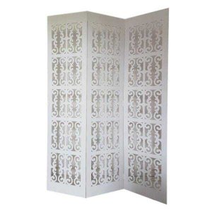Biombo 3 Folhas 129x180cm Mdf Modelo 2 Branco Vazado