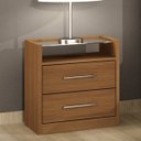 Ver imagem 1 de Mesa de Cabeceira 2 Gavetas com Prateleira em Vidro Roma Bianchi Móveis