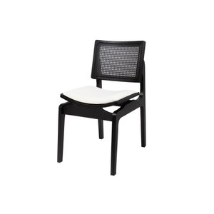 Cadeira Megan Luxo Jantar Estofada Madeira Maciça Preto:boucle Branco