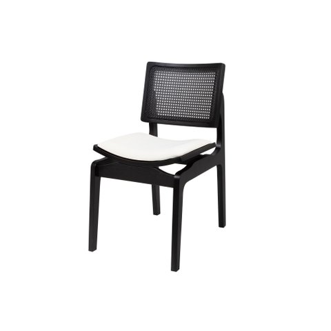 Cadeira Megan Luxo Jantar Estofada Madeira Maciça Preto:boucle Branco
