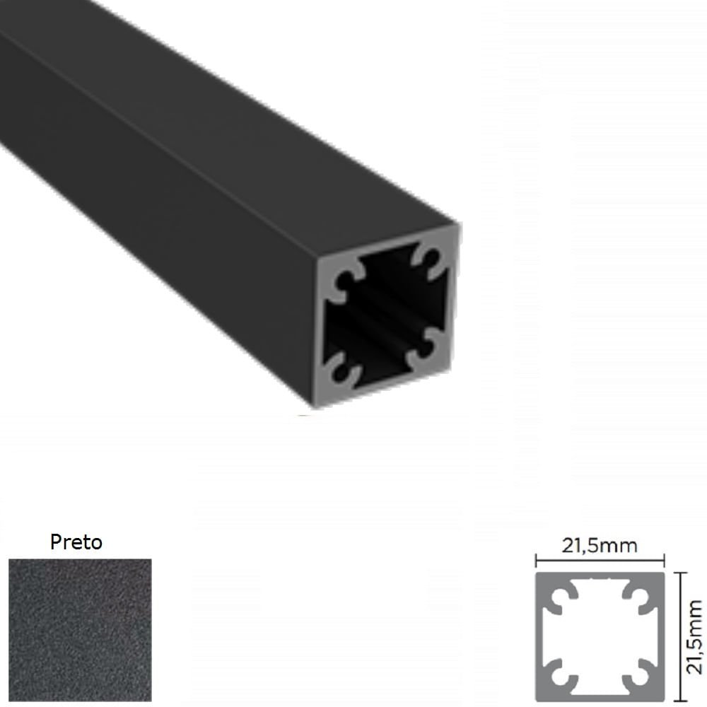 Perfil Alumínio Modular Link RM-283 Barra 03 metros Preto Rometal 01 Barra