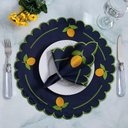 Ver imagem 1 de Jogo de Guardanapos Sousplat Americano 12 Peças Bordado Decorativo - Limão Siciliano Azul Marinho