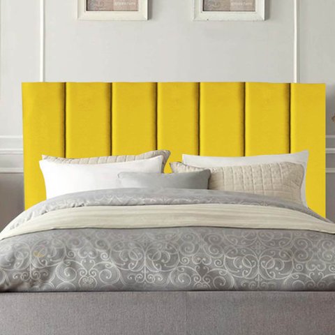 Cabeceira Estofada Solteiro 100CM Sophia Suede Amarelo - D A DECOR D&A Decor