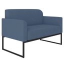 Ver imagem 1 de Poltrona Namoradeira Decorativa Isabella Base Industrial Suede Azul Marinho/Preto Gran Belo
