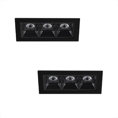 2 Mini Spot LED Triplo Downlight Embutir Corredor Sala BET58