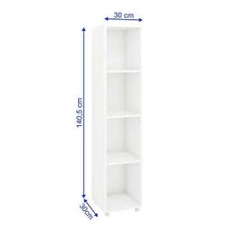 Estante Armário Livreiro Modular Clementina 30 com 04 Nichos Drw Móveis Branco - 2