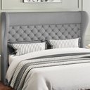 Ver imagem 2 de Cabeceira Cama Box Casal 140 Cm P05 Madrid Veludo Cinza - Lyam Decor