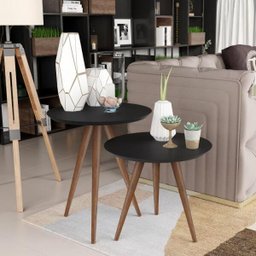 Conjunto de Mesa Lateral e Apoio Retrô Decore - 1