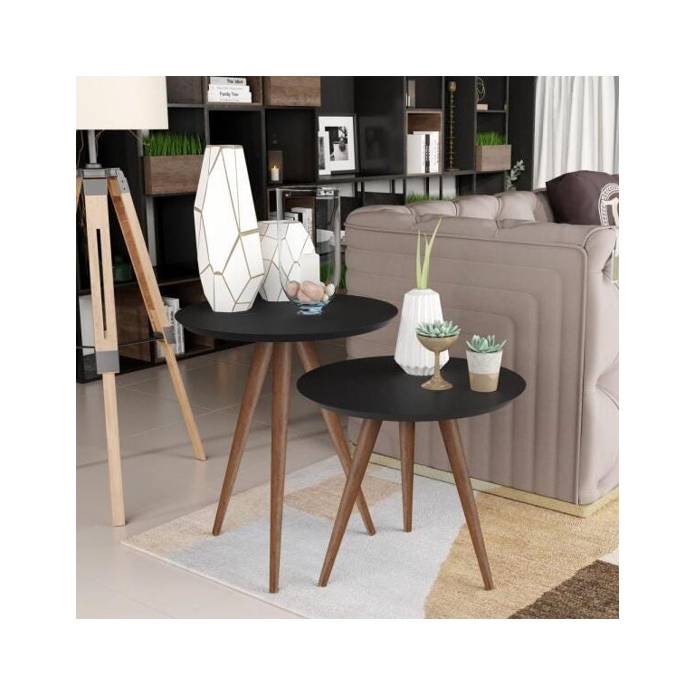 Conjunto de Mesa Lateral e Apoio Retrô Decore