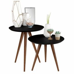 Conjunto de Mesa Lateral e Apoio Retrô Decore - 2