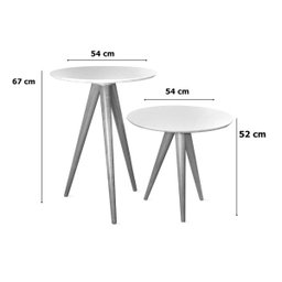 Conjunto de Mesa Lateral e Apoio Retrô Decore - 4