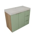 Ver imagem 2 de Gabinete de Banheiro com Cuba 79,6cm Gaveta Direita Vittare Verde/Carvalho
