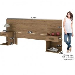 Cabeceira Extensível Casal/queen 2 Mesas de Cabeceira Calenda Henn - 3