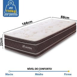 Colchão Solteiro 100% Espuma Dupla Face Antialérgico 88x188x22cm BF Colchões - 2