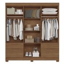 Ver imagem 3 de Guarda-roupa Casal Marilena 6 Portas 9 Gavetas Jatoba com Espelho - Pnr Móveis