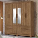 Ver imagem 1 de Guarda-roupa Casal Marilena 6 Portas 9 Gavetas Jatoba com Espelho - Pnr Móveis