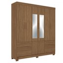 Ver imagem 2 de Guarda-roupa Casal Marilena 6 Portas 9 Gavetas Jatoba com Espelho - Pnr Móveis