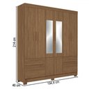Ver imagem 4 de Guarda-roupa Casal Marilena 6 Portas 9 Gavetas Jatoba com Espelho - Pnr Móveis
