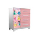Ver imagem 3 de Cômoda Infantil Personagens Princesas 4 Gavetas 1 Porta Mdf Rosa