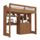 Ver imagem 4 de Cama Alta Infantil Juvenil 2 Portas com Escrivaninha Multifuncional Zwork Yescasa Marrom/Nogal
