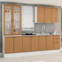 Ver imagem 1 de Cozinha Modulada 280cm 100% Mdf Cristaleira Aéreos Balcões Cor:branco Fosco/ Teka Soho