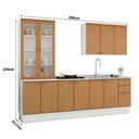 Ver imagem 3 de Cozinha Modulada 280cm 100% Mdf Cristaleira Aéreos Balcões Cor:branco Fosco/ Teka Soho