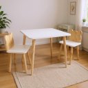 Ver imagem 1 de Mesa e 2 Cadeiras Infantil Urso Kit Livro Educativo em Madeira - Pinus