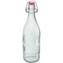 Ver imagem 1 de Garrafa de Vidro 1L Transparente 32x8x8cm Água Suco Geladeira Bebidas Tampa Mesa