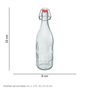 Ver imagem 6 de Garrafa de Vidro 1L Transparente 32x8x8cm Água Suco Geladeira Bebidas Tampa Mesa