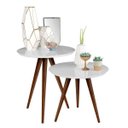 Ver imagem 2 de Conjunto de Mesa Lateral e Apoio Retrô Decore - Branco