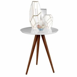 Conjunto de Mesa Lateral e Apoio Retrô Decore - Branco - 4