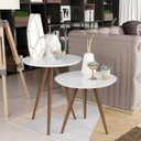 Ver imagem 1 de Conjunto de Mesa Lateral e Apoio Retrô Decore - Branco