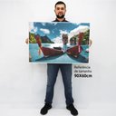 Ver imagem 2 de Quadro Decorativo Caixa Alta com Vidro Os Barcos TaColado Moldura Branca 90 x 60cm