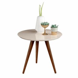 Conjunto de Mesa Lateral e Apoio Retrô Decore - Off White - 3