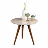 Conjunto de Mesa Lateral e Apoio Retrô Decore - Off White - 3