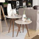 Ver imagem 1 de Conjunto de Mesa Lateral e Apoio Retrô Decore - Off White
