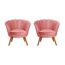 Ver imagem 1 de Kit 2 Poltronas Pétala Decorativas Rosa Pés Palito Em Madeira Maciça