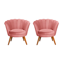 Ver imagem 1 de Kit 2 Poltronas Pétala Decorativas Rosa Pés Palito Em Madeira Maciça